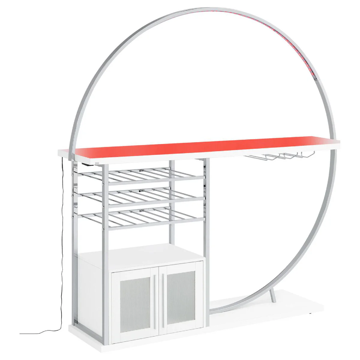 Risley 2-Door Circular LED Home Bar with Wine Storage by Coaster - White - Image 5