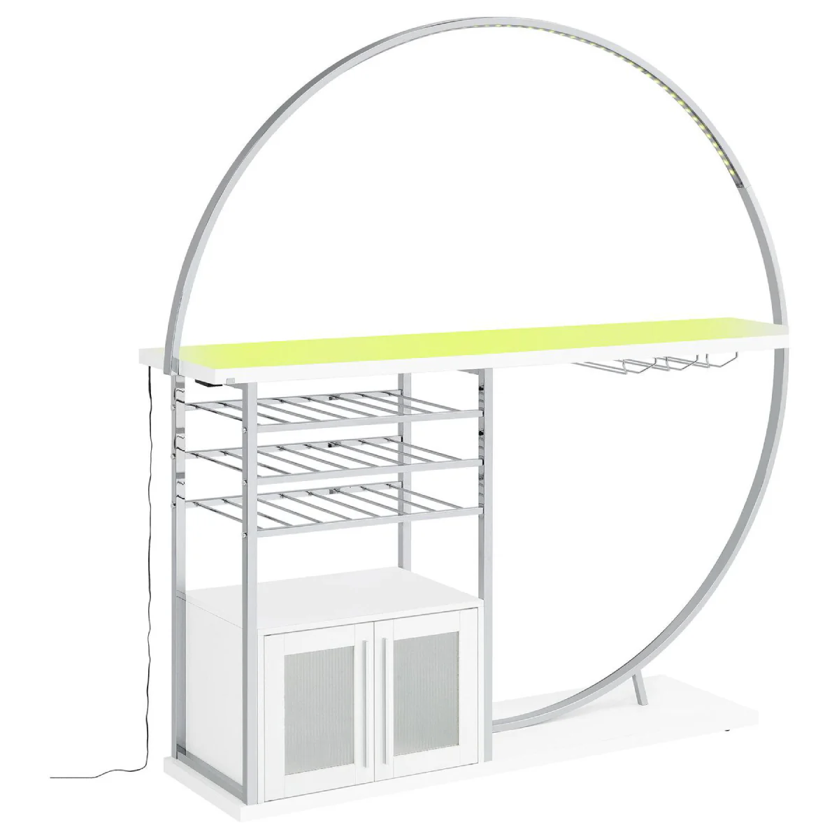 Risley 2-Door Circular LED Home Bar with Wine Storage by Coaster - White - Image 7