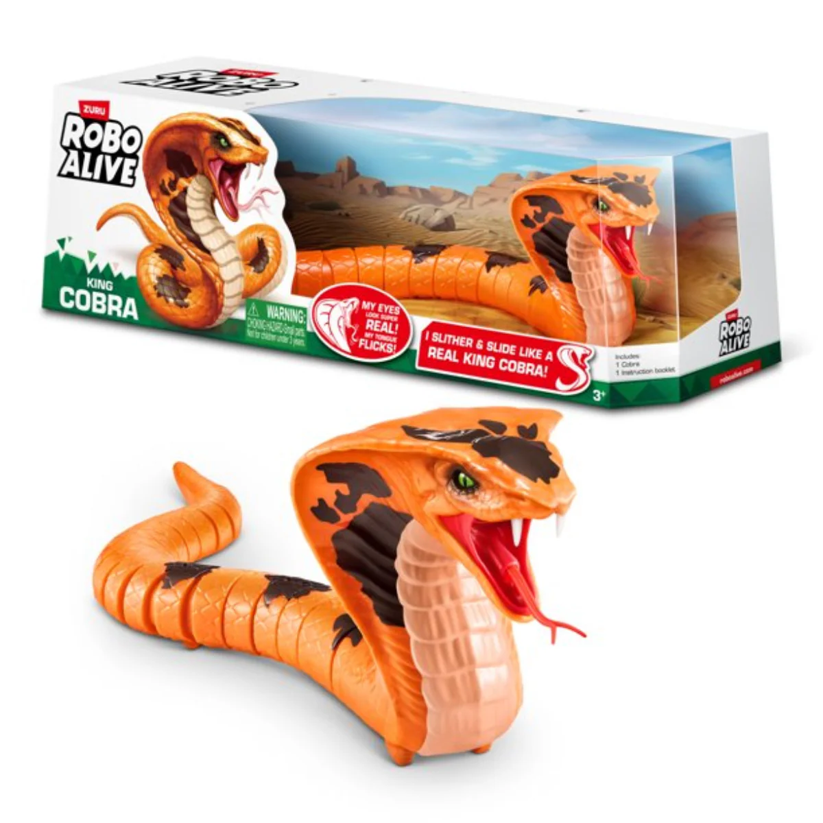 Robo Alive King Cobra Moving Snake Toy - Orange - Image 2