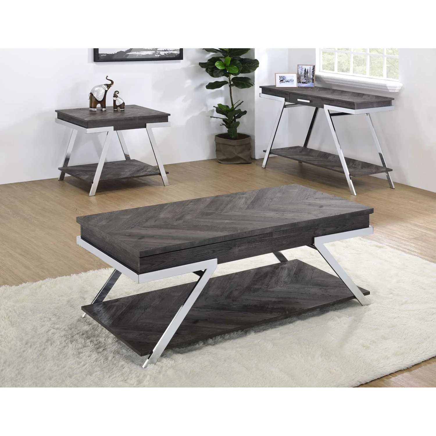 Roma 23" End Table with Open Shelf by Steve Silver Company - Gray - Image 5