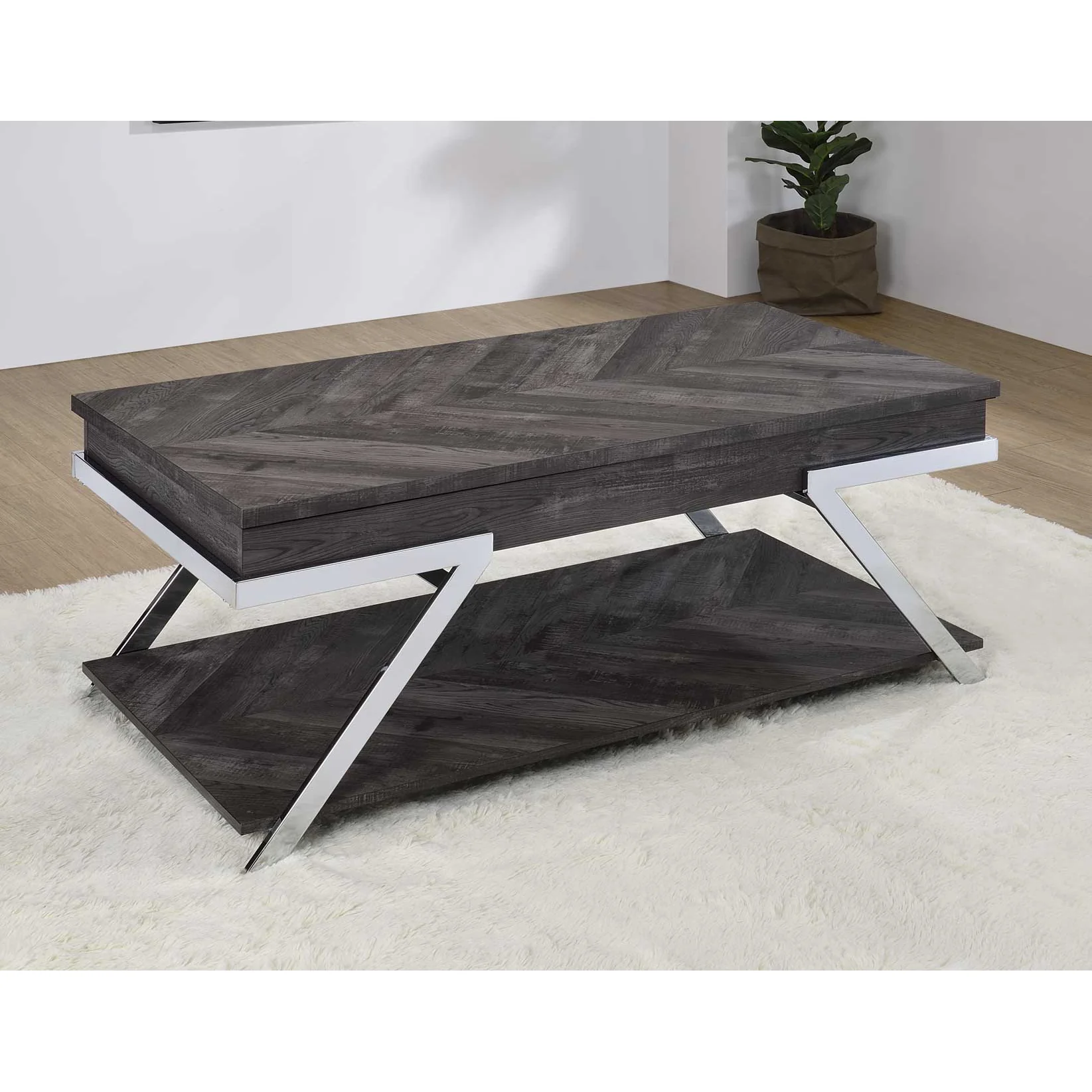 Roma 48" Coffee Table with Lift Top and Open Shelf by Steve Silver Company - Gray - Image 10