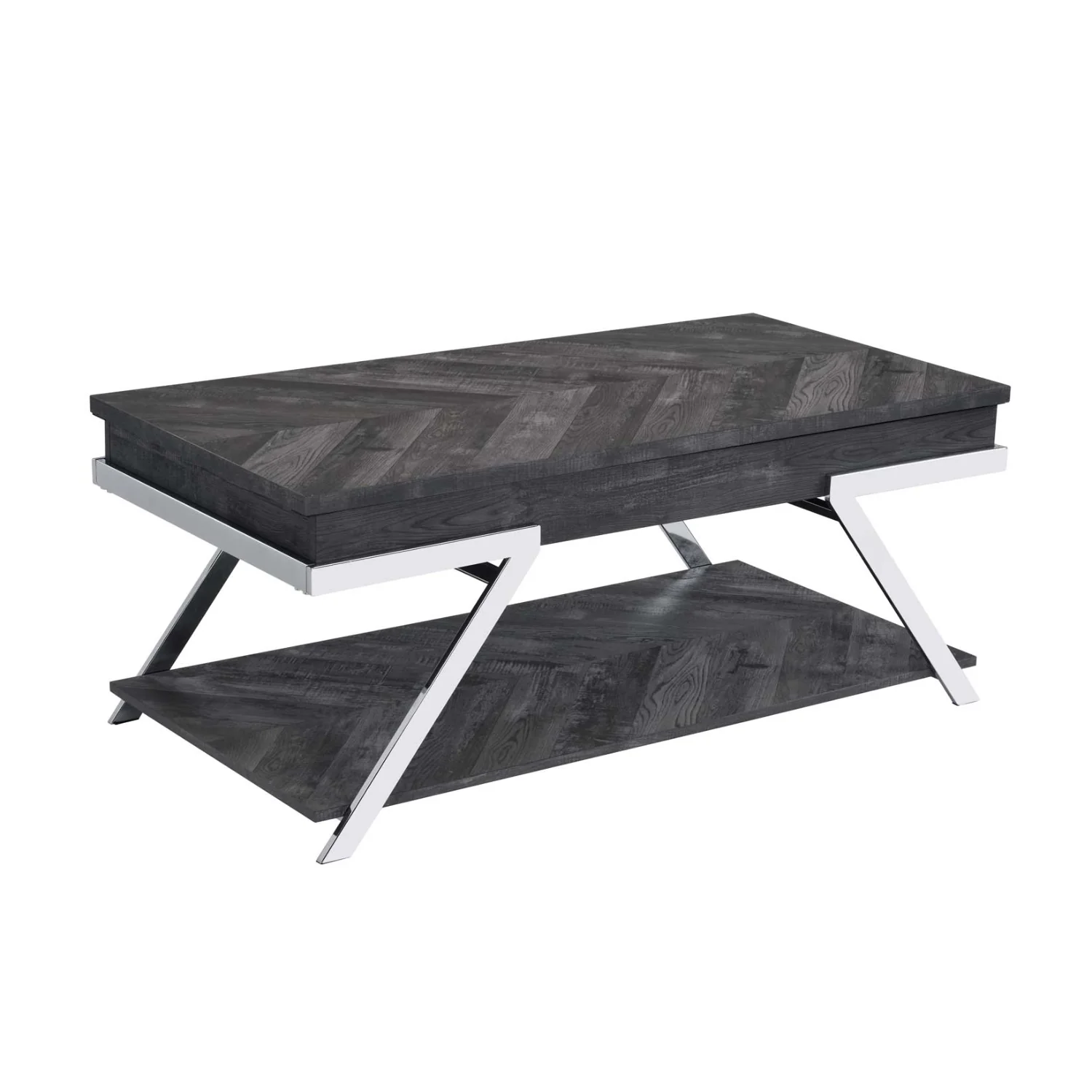 Roma 48" Coffee Table with Lift Top and Open Shelf by Steve Silver Company - Gray - Image 2