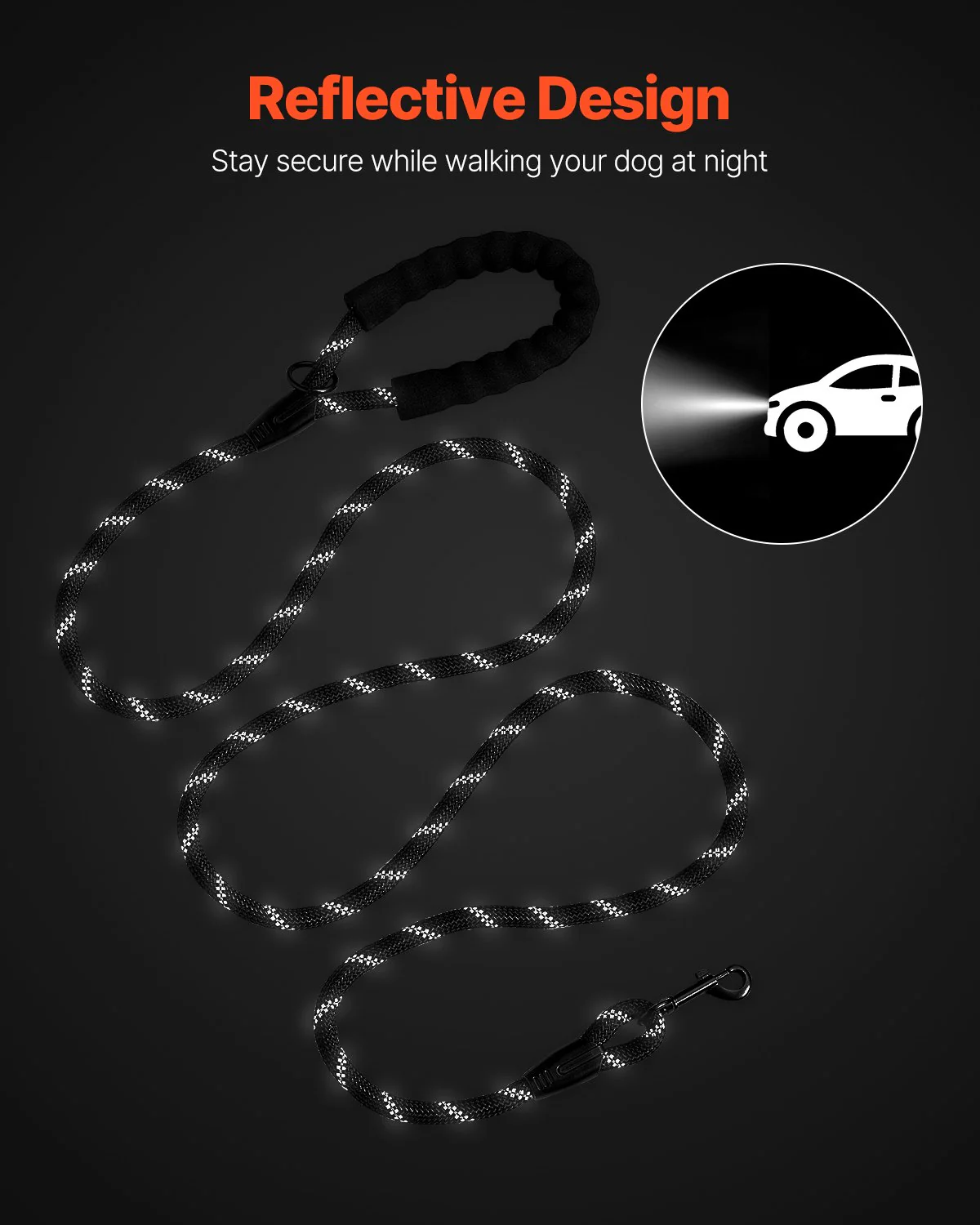Rope Dog Leash Heavy Duty Padded Handle Leash 6 ft for Medium Large Dogs - Image 3