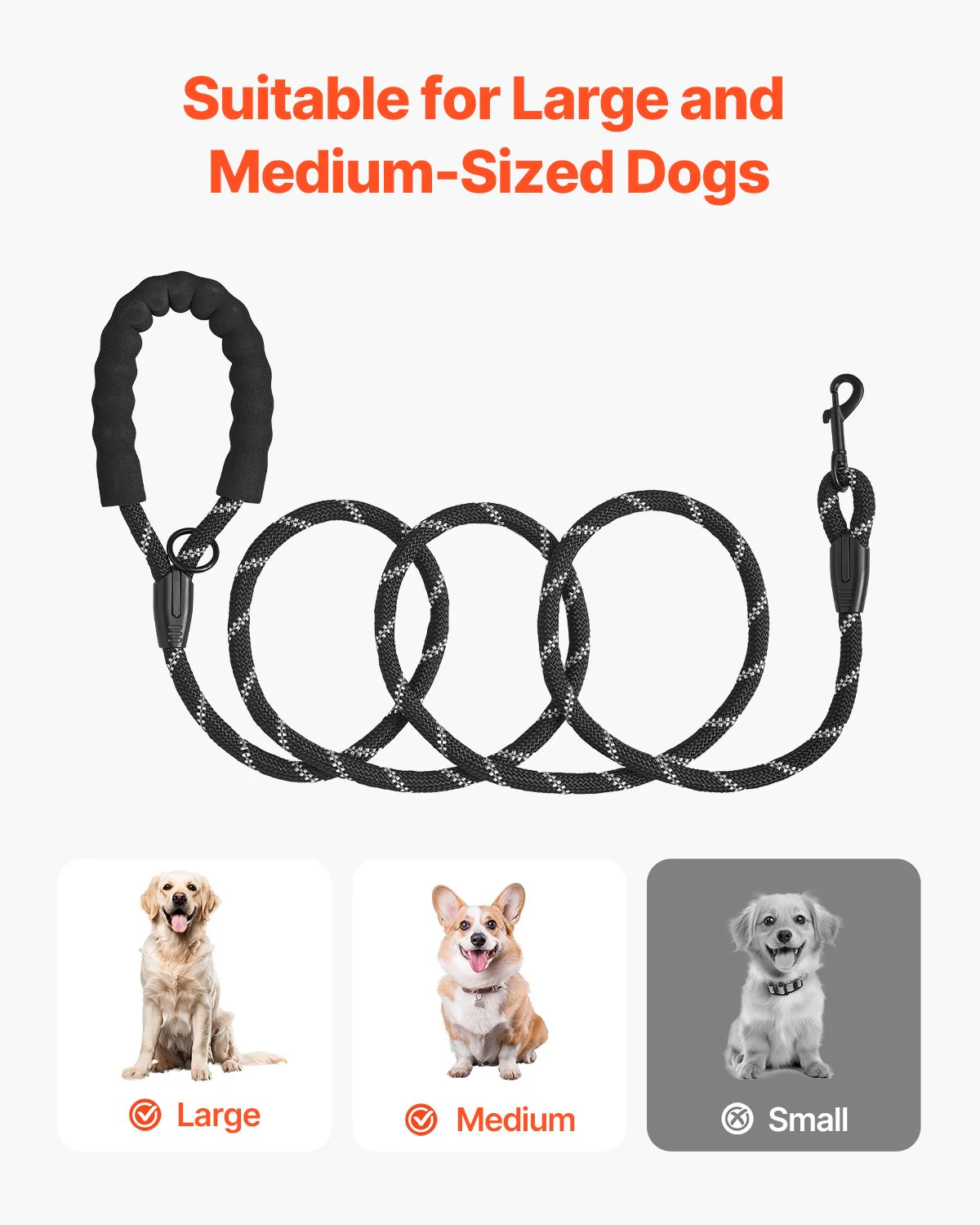 Rope Dog Leash Heavy Duty Padded Handle Leash 6 ft for Medium Large Dogs - Image 5