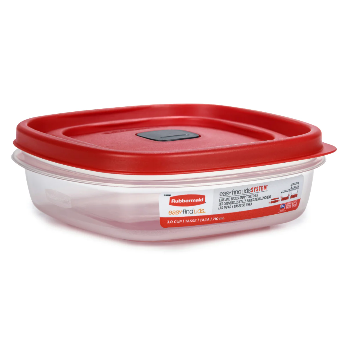 Rubbermaid EasyFindLids Medium Square Food Storage Container with Vents - Red - Image 2