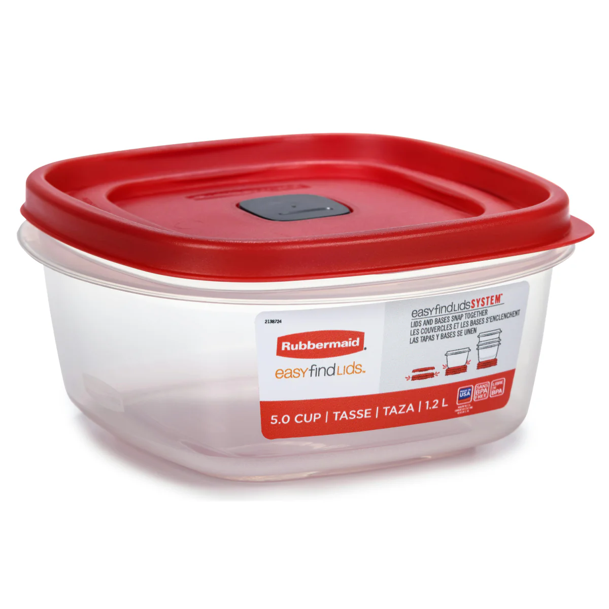 Rubbermaid EasyFindLids Medium Square Food Storage Container with Vents - Red - Image 8