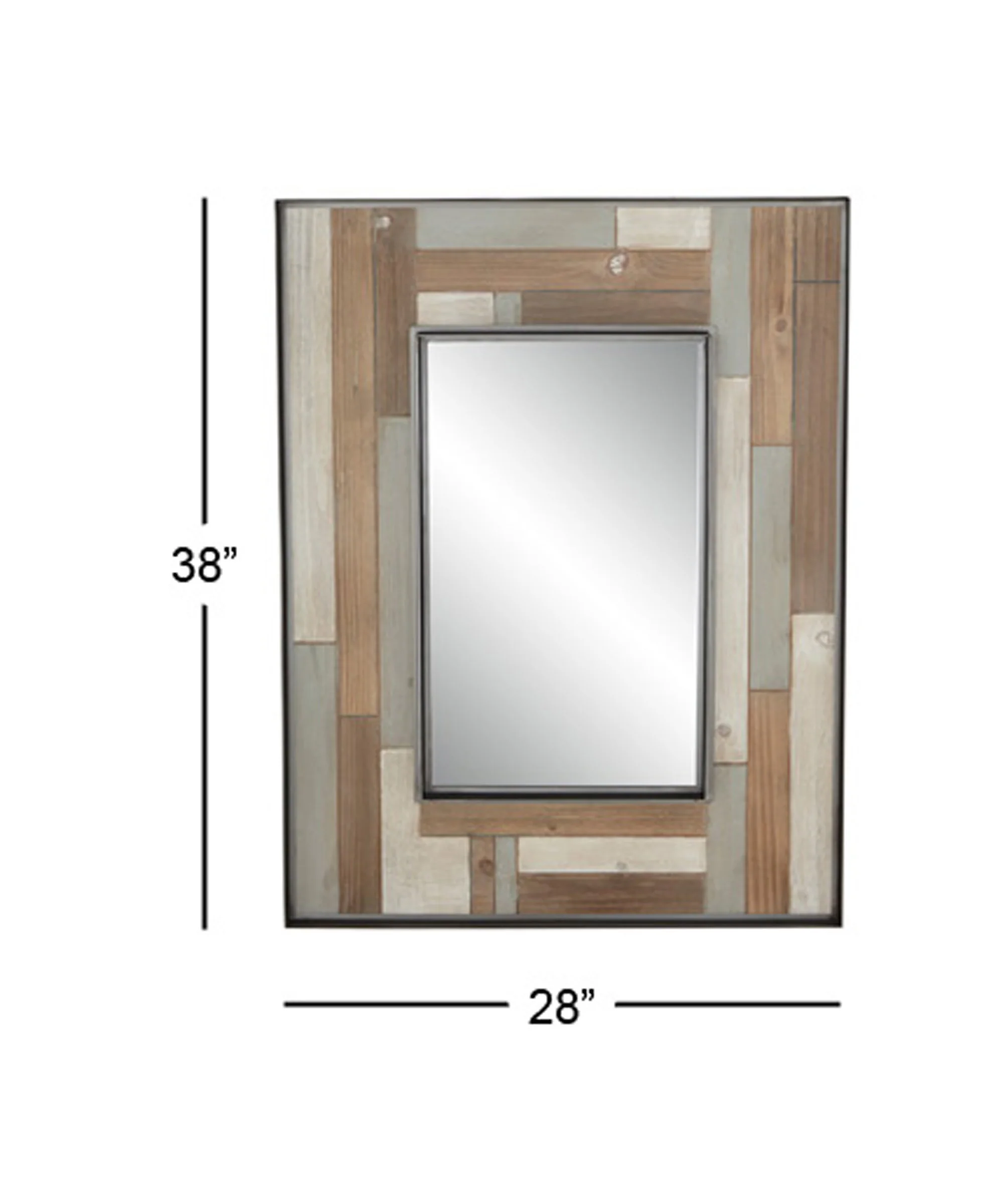 Rustic 38 X 28 Inch Rectangular Framed Wall Mirror - Image 2