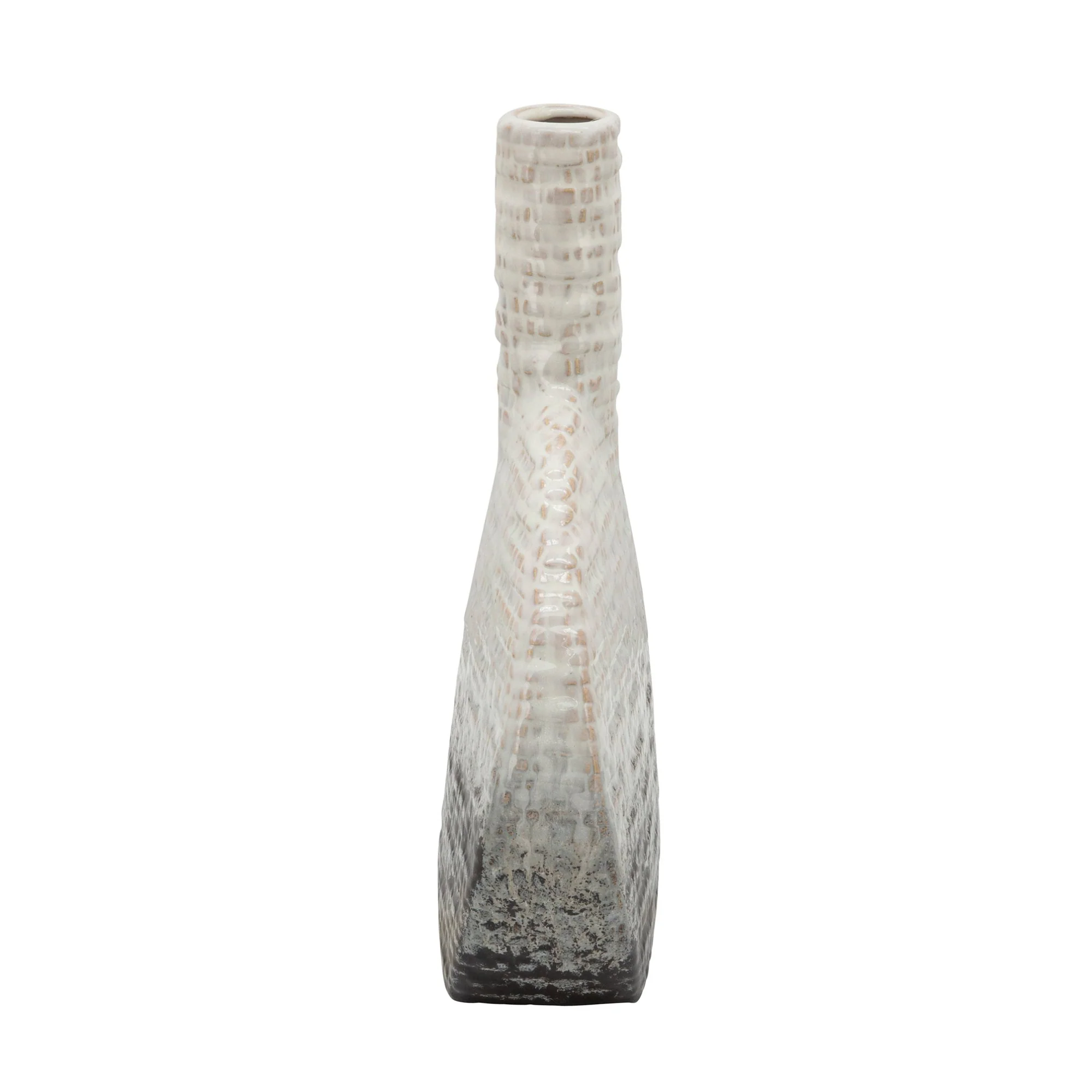 Sagebrook Home Contemporary 12" Textured Oval 2-Tone Ceramic Vase - Ivory/Beige - Image 4
