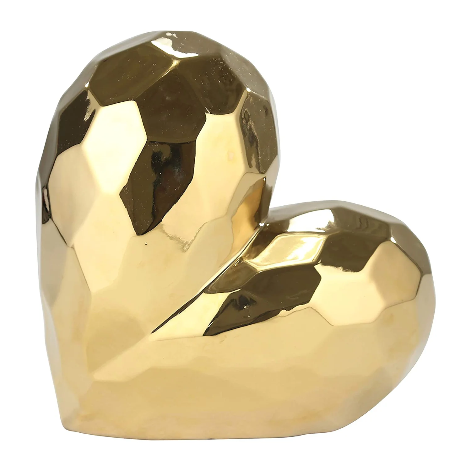 Sagebrook Home Glam Ceramic 8" Heart Sculpture- Gold - Image 3