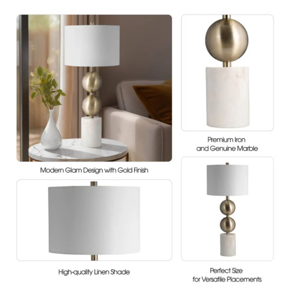 Sagebrook Stacking Orbs 31" Table Lamp - Gold/White - Image 6