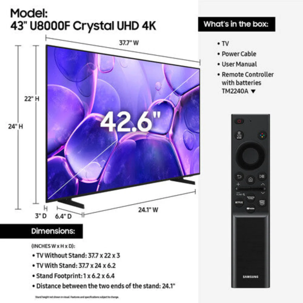 Samsung Class U8000F LED Crystal UHD 4K Smart Tizen TV - Image 2
