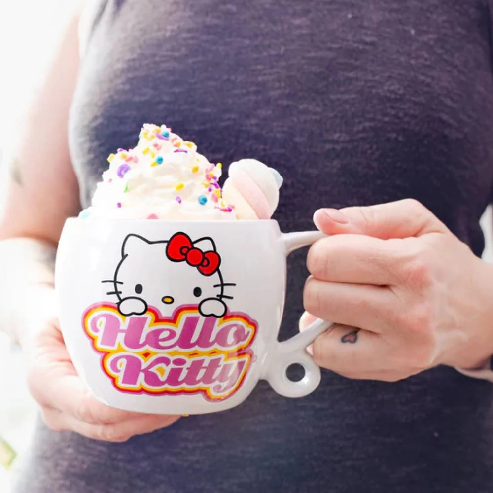 Sanrio Hello Kitty 16 oz Ceramic Coffee Cup With Loop Handle - White - Image 4