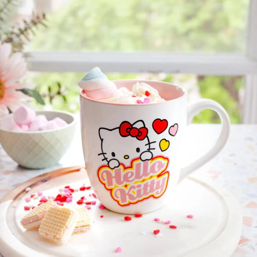 Sanrio Hello Kitty 18 oz Hearts Ceramic Mug - White - Image 3