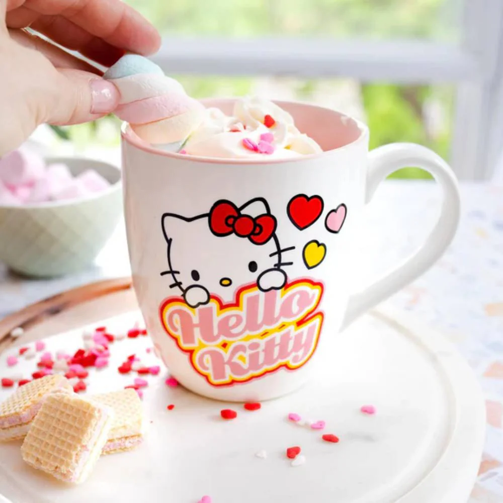 Sanrio Hello Kitty 18 oz Hearts Ceramic Mug - White - Image 4