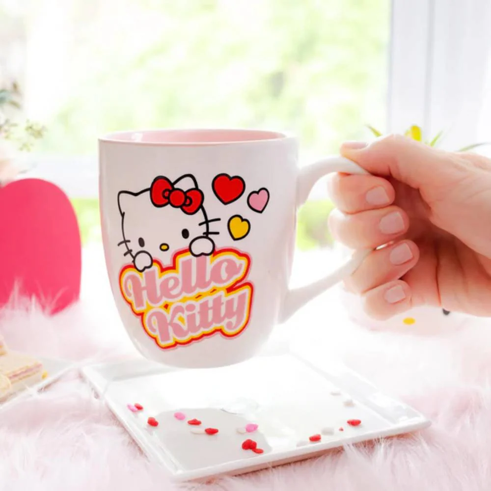 Sanrio Hello Kitty 18 oz Hearts Ceramic Mug - White - Image 5