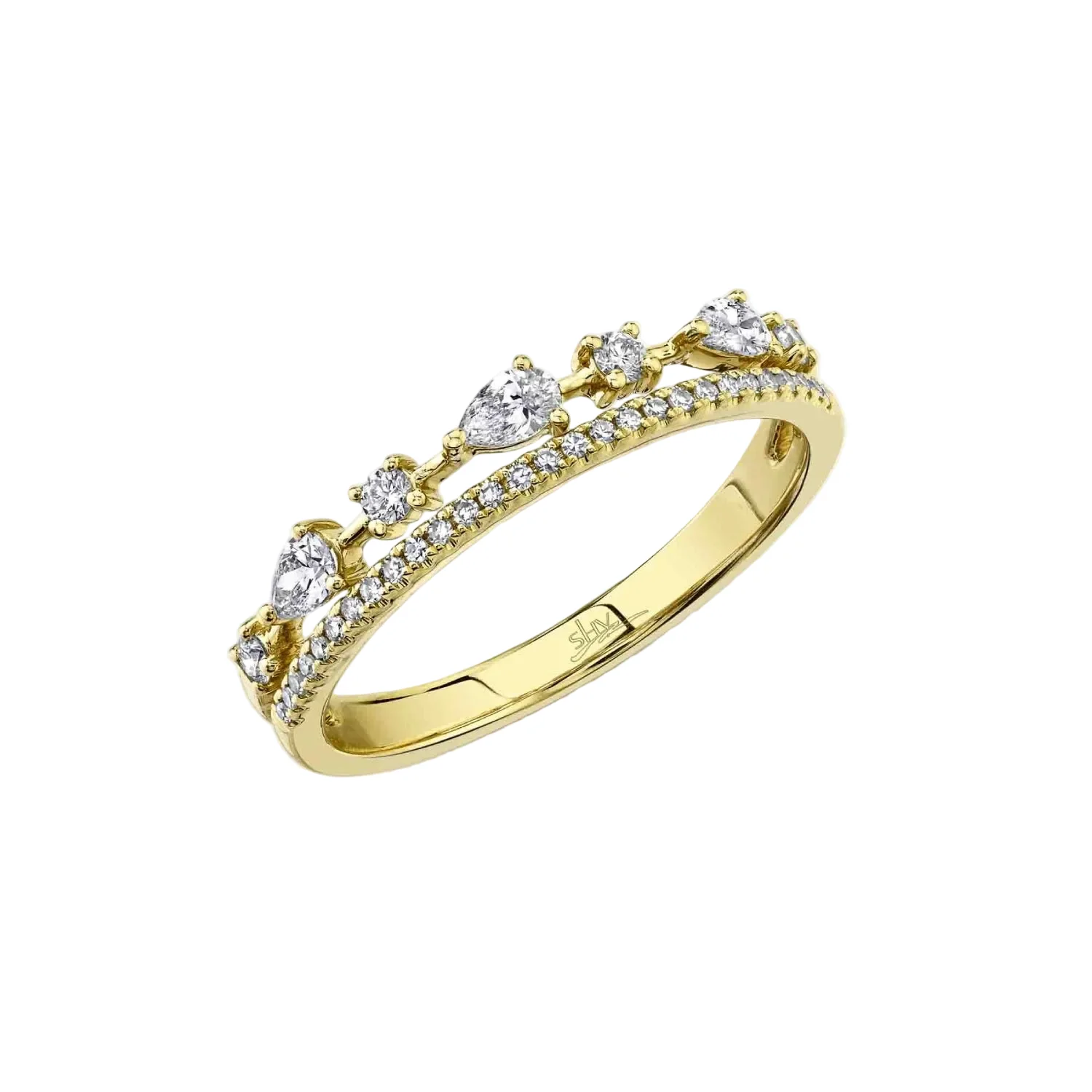Shy Creation Colette Women's 0.37 ct. Diamond Pear Ring in 14K Yellow Gold - Size 7