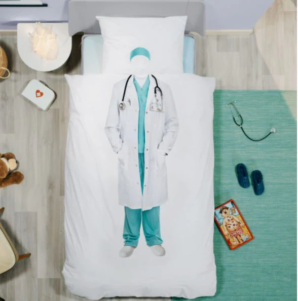 Snurk Queen Size Doctor Duvet Cover Set (3-Piece) - White - Image 2