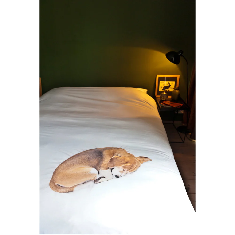 Snurk Twin Size 2-Piece Bob The Dog Duvet Cover Set - White/Brown - Image 2