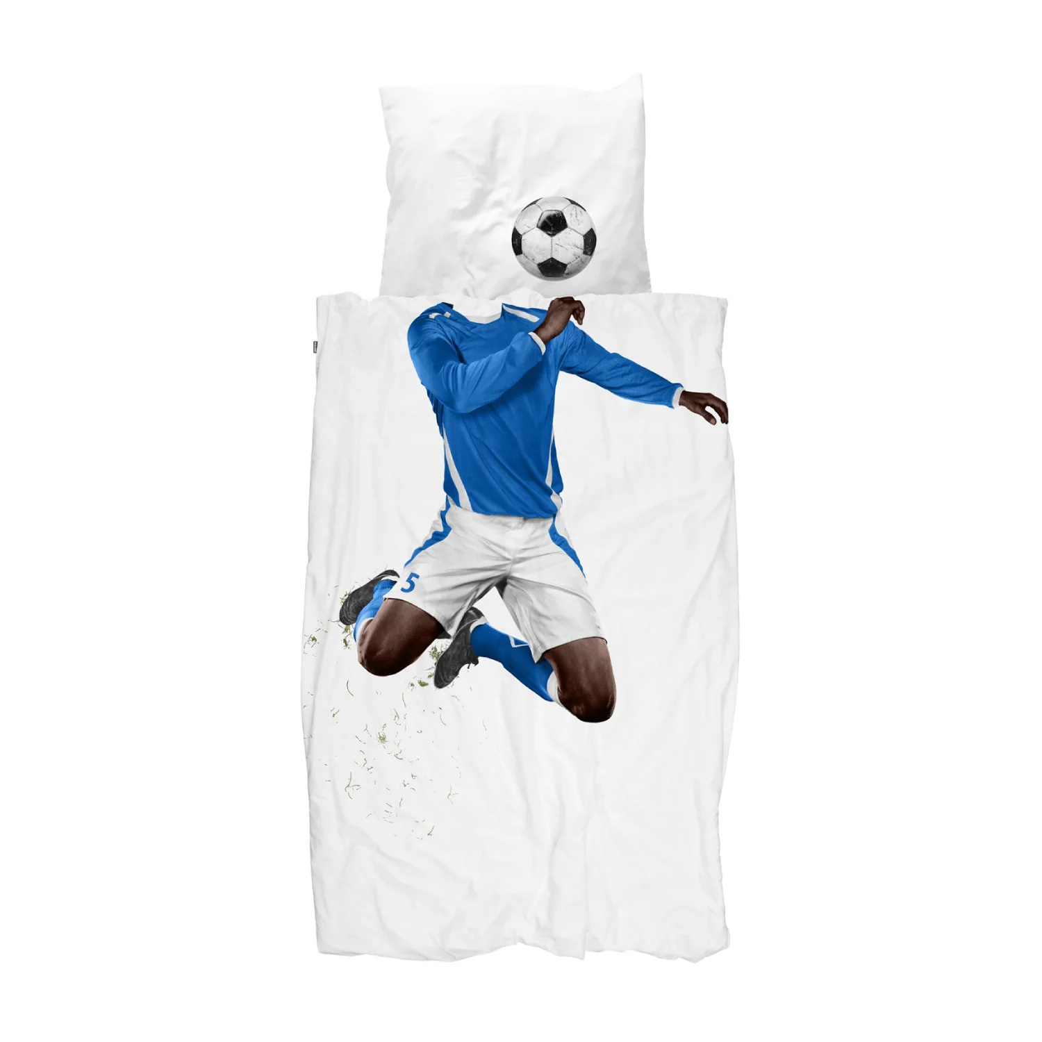 Snurk Twin Size 2-Piece Soccer Champ Duvet Cover Set - Blue/Dark