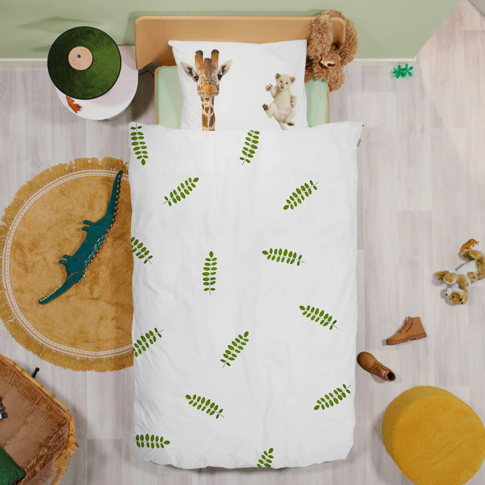 Snurk Twin Size Wild Friends Duvet Cover Set (2-Piece) - White - Image 2