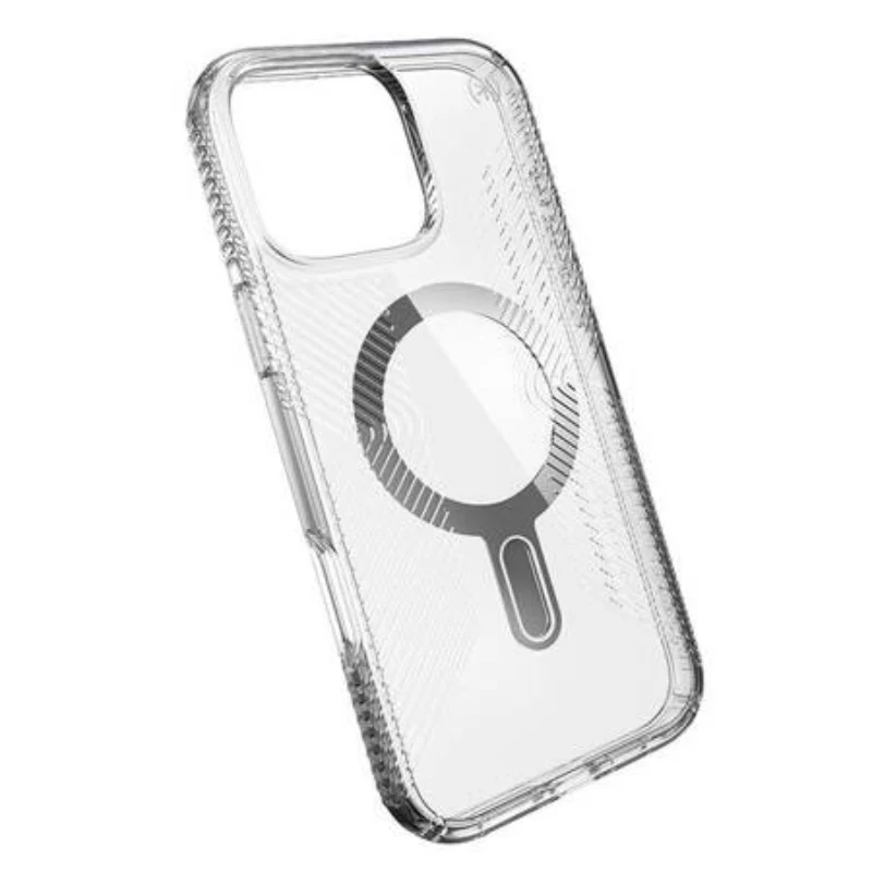 Speck Refresh Presidio Perfect Clear Grip MagSafe Cases with Clicklock for Apple iPhone 16 Pro Max - Chrome/Silver - Image 4