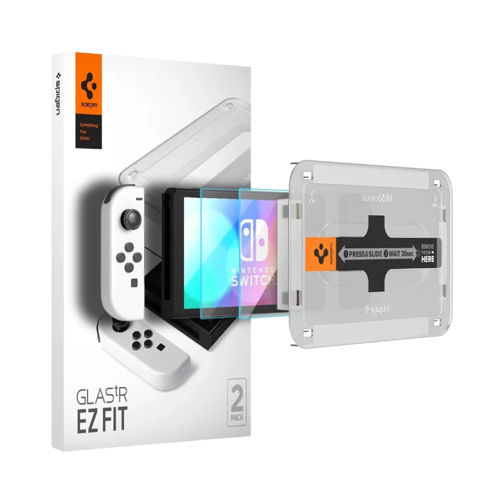 Spigen GLAS.tR EZ Fit Screen Protector for Nintendo Switch OLED (Pack of 2) - Clear - Image 12