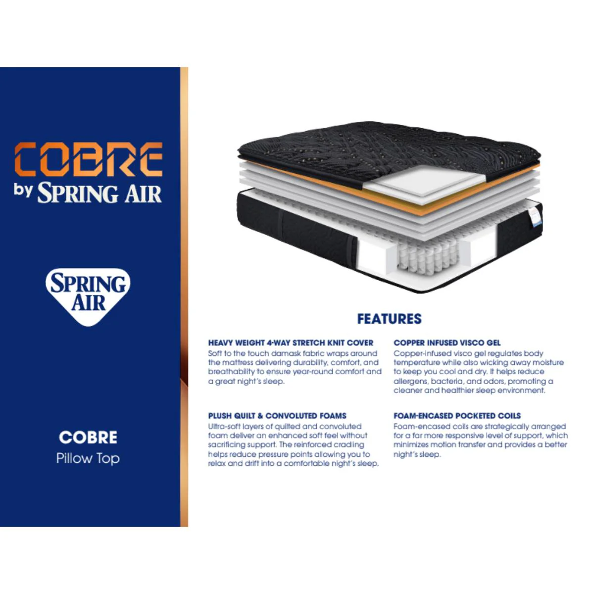 Spring Air Cobre Pillow Top Mattress - Black - Image 9