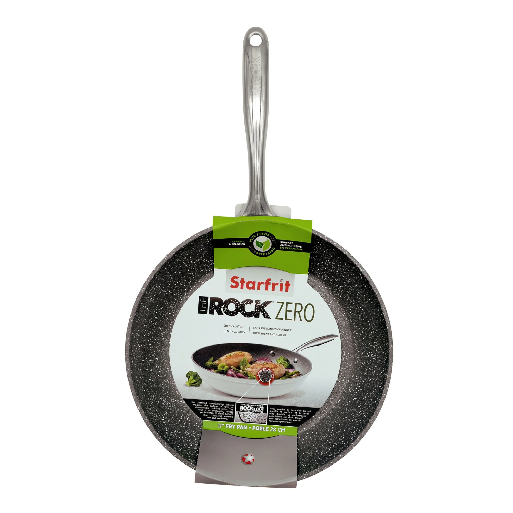 Starfrit The Rock ZERO 11" Ceramic Non-Stick Fry Pan - Black/Silver - Image 3