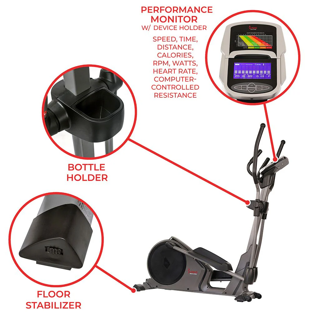Sunny Magnetic Elliptical Cross Trainer Machine with Pulse Sensors and Device Holder - Image 3