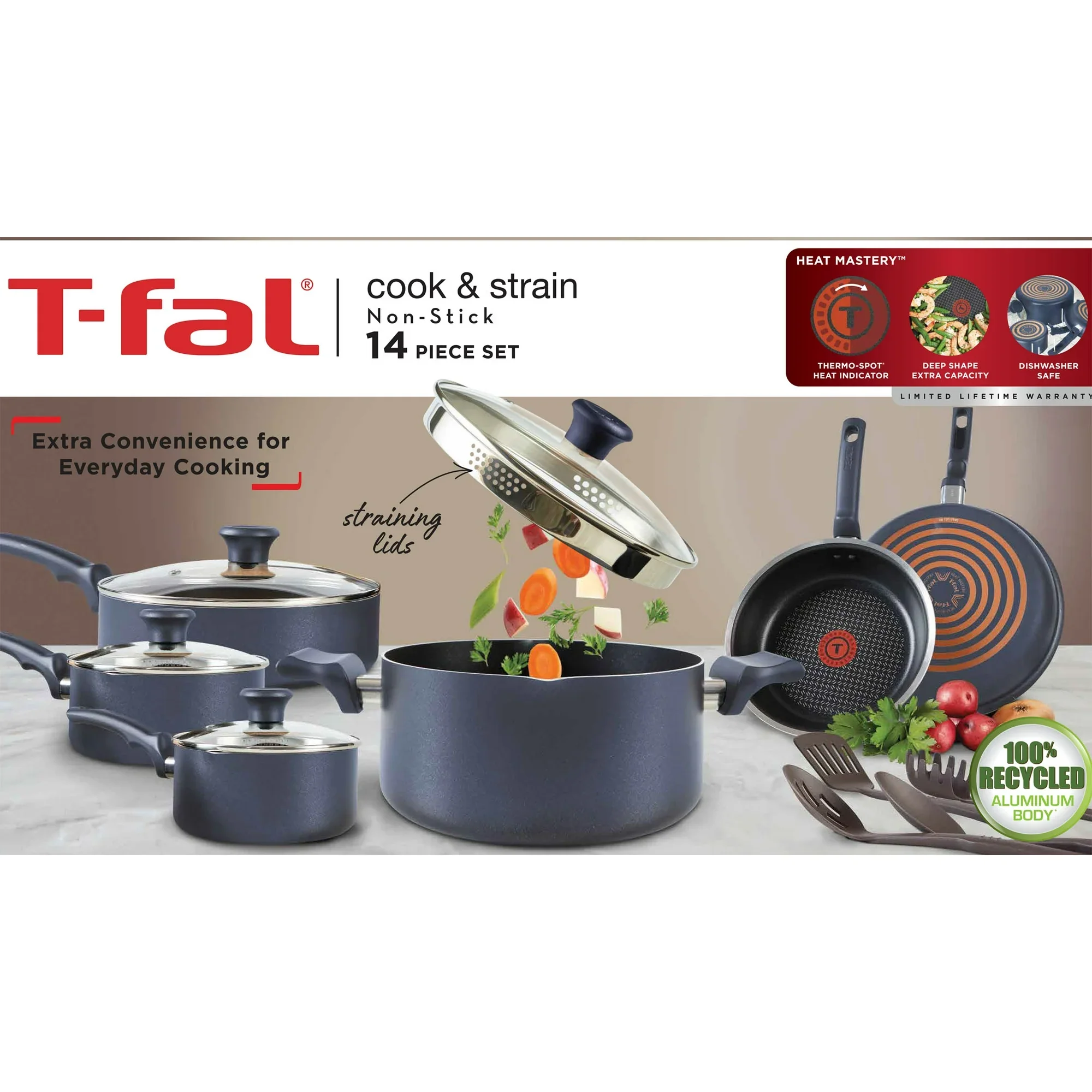 T-Fal Simply Cook Nonstick Cookware Set (14-Pieces) - Blue - Image 17