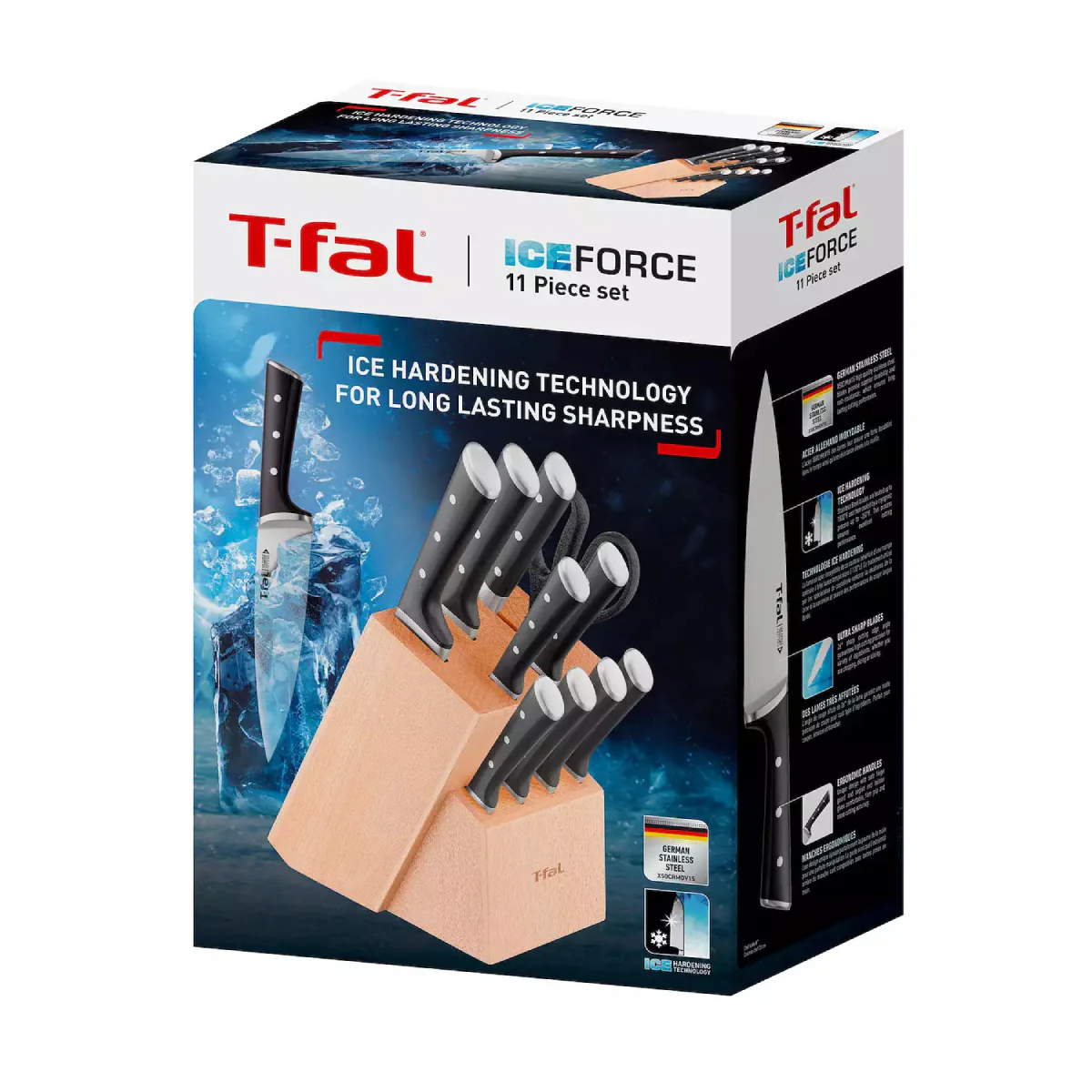 T-fal K282SB64 Ice Force Knife Block Set (11-Piece) - Silver/Black - Image 11