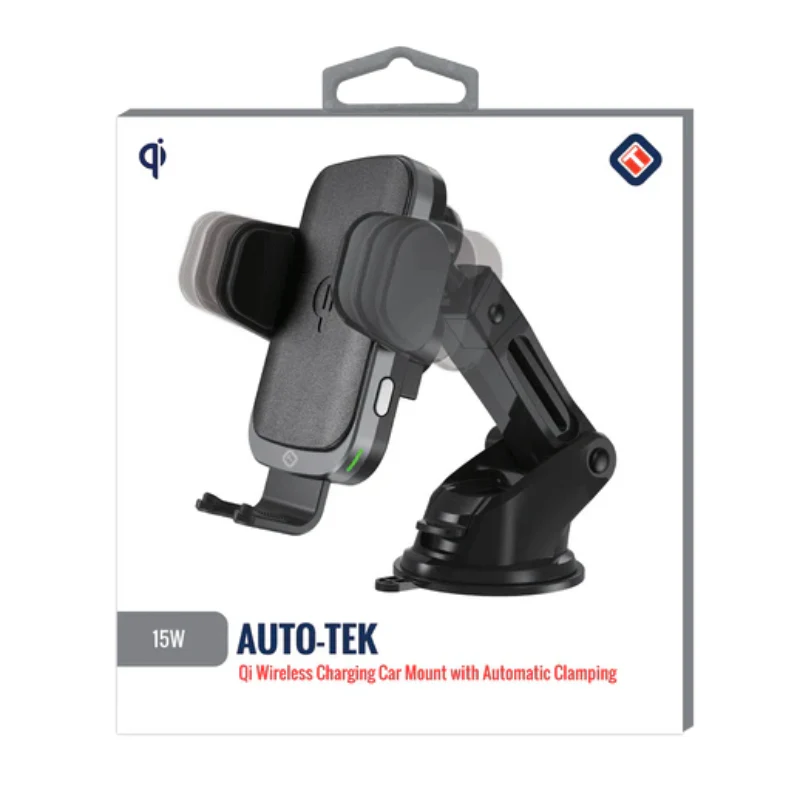 Tekya 15 Watts Auto-Tek Qi Wireless Charging Car Mount - Black - Image 6