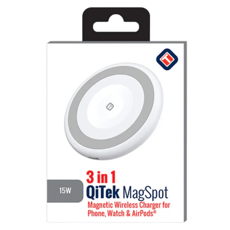 TekYa 15 Watts QiTek 3 in 1 MagSpot Wireless Charger - White - Image 3
