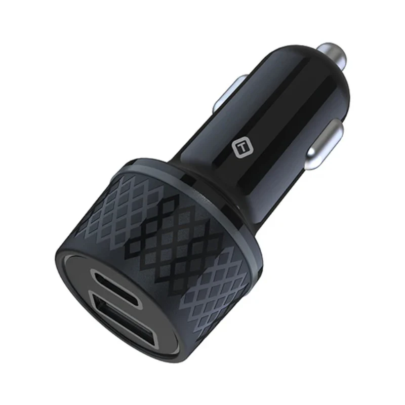 Tekya 43 Watts USB-C and USB-A Dual Port Car Charger - Black - Image 2