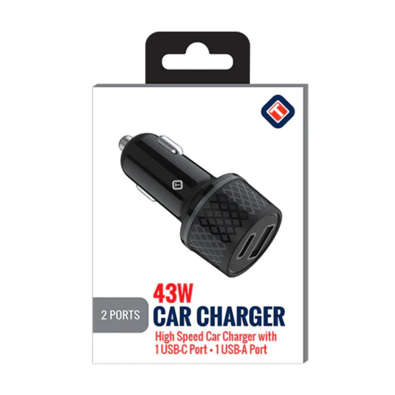 Tekya 43 Watts USB-C and USB-A Dual Port Car Charger - Black - Image 4