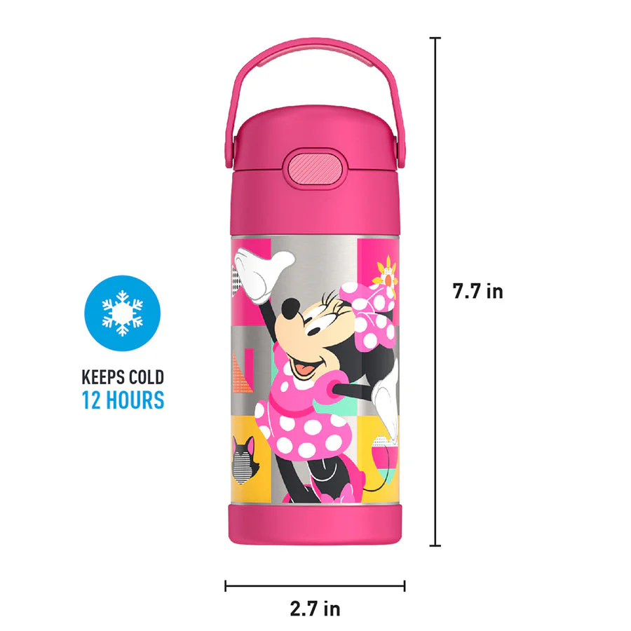 Thermos Funtainer Minnie Mouse Bowtique 12 oz Water Bottle with Straw - Pink - Image 6