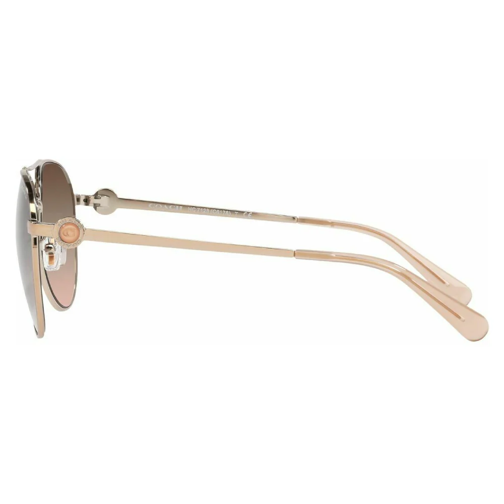 These Coach 0HC7128 shiny rose gold sunglasses have an aviator style and a brown pink gradient lens color. - Image 3