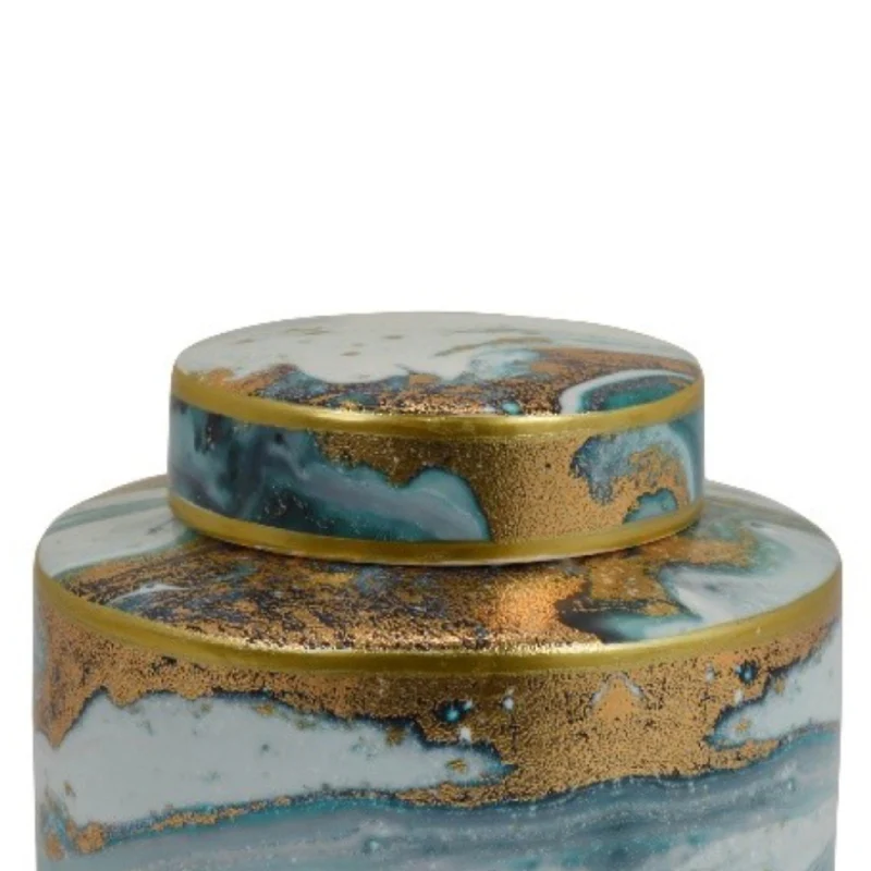 Three Hands 6.25" Cylindrical Ceramic Jar - Multicolor - Image 2