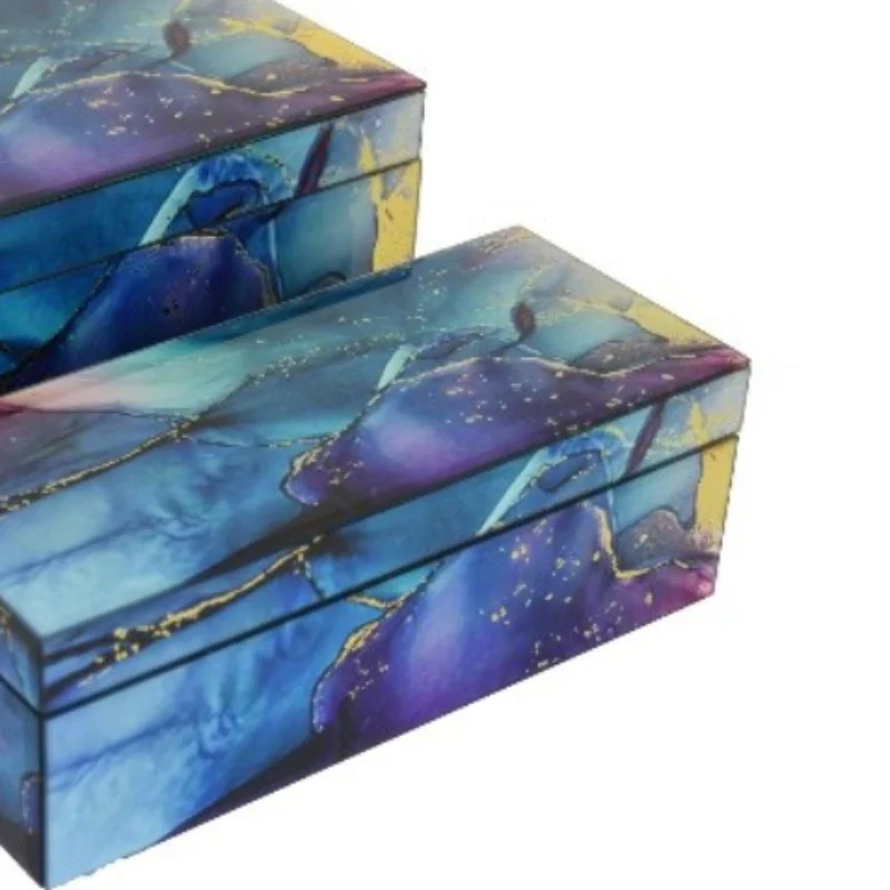 Three Hands Decorative Storage Box Set - Blue/Purple - Image 2
