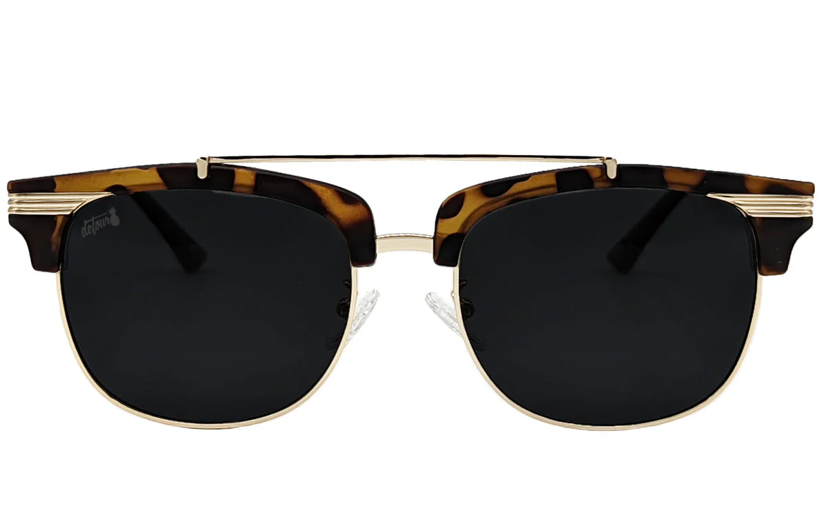 Tortoise Shell Gold - Jet Black Lens Polarized - Castaway - Image 3
