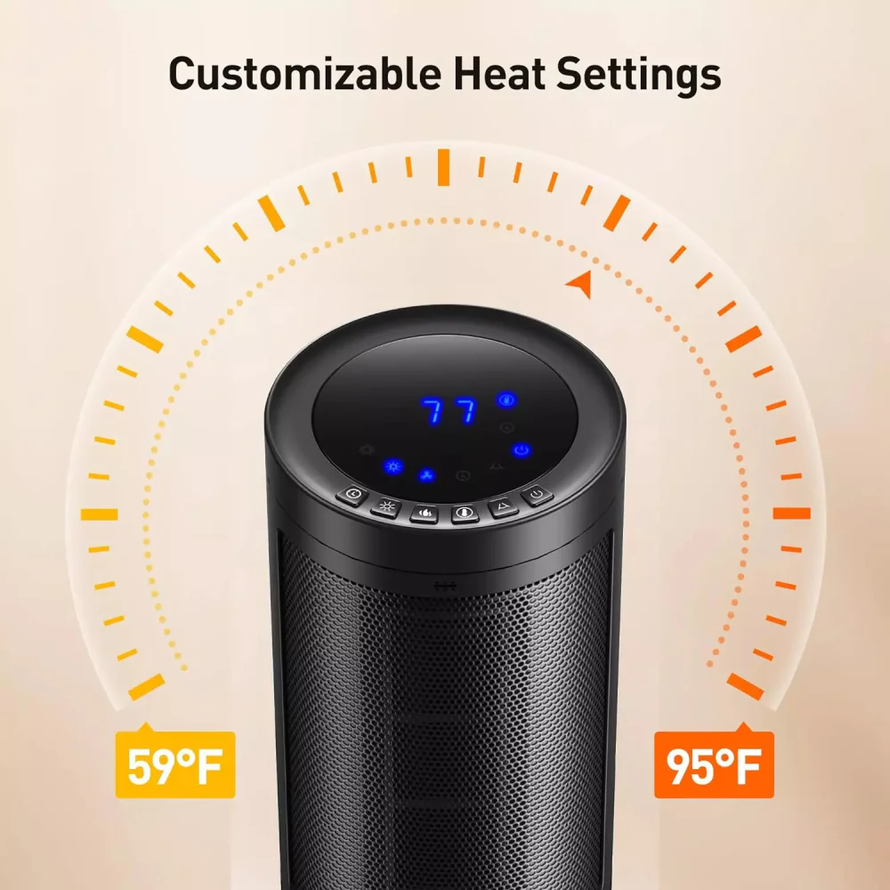 Toscana KPT-1605F 16.7" Portable Space Heater with LED Display - Black - Image 5