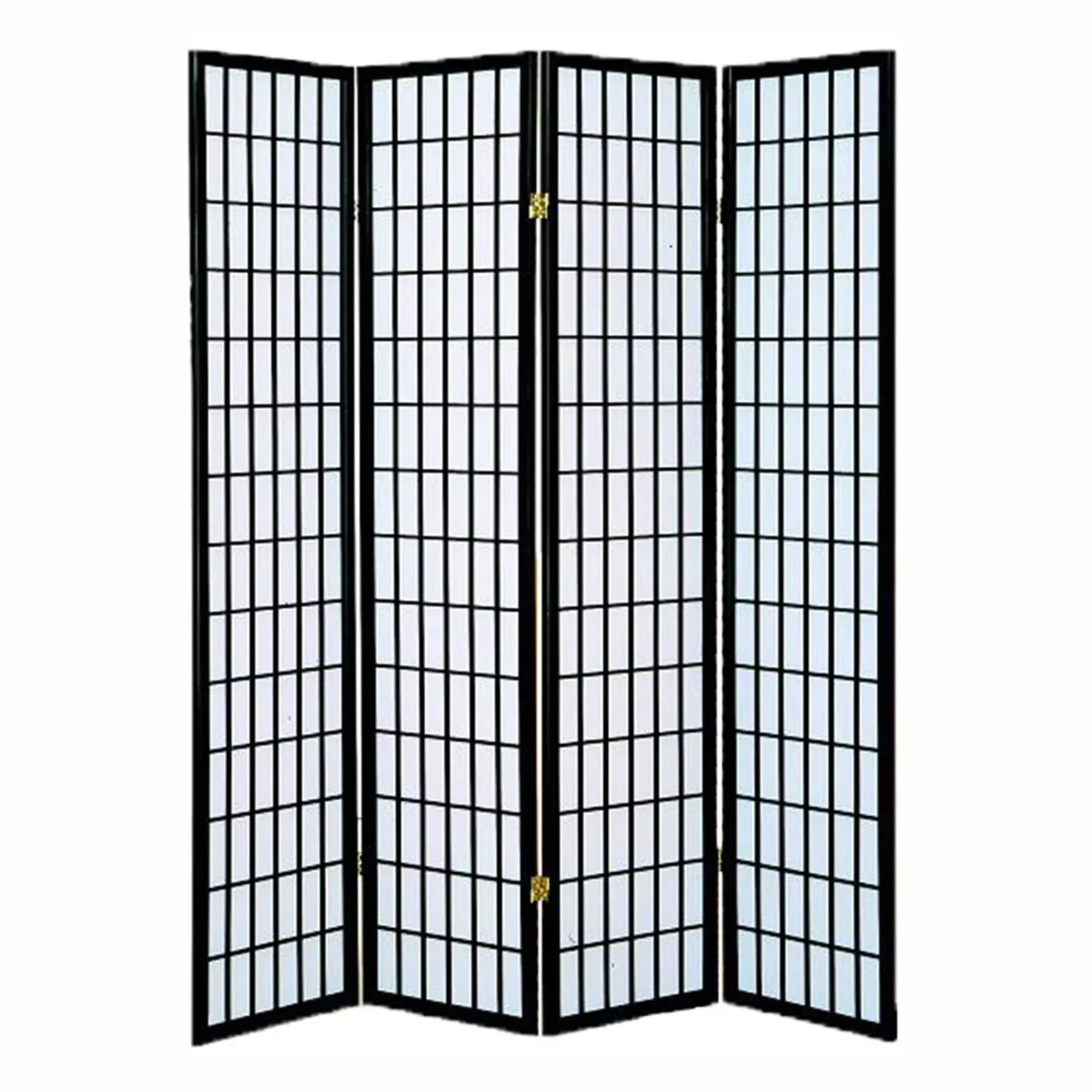 Traditional 70" x 69" 4-Panel Room Divider with White Screen by Milton Greens Stars - Black