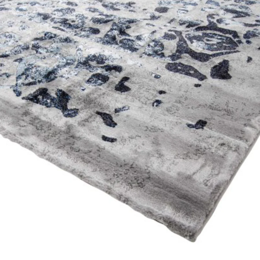 Tufan 5' x 8' Andrea-03 Power Loomed Rectangle Rug in Polypropylene Pile - Blue/Gray - Image 2
