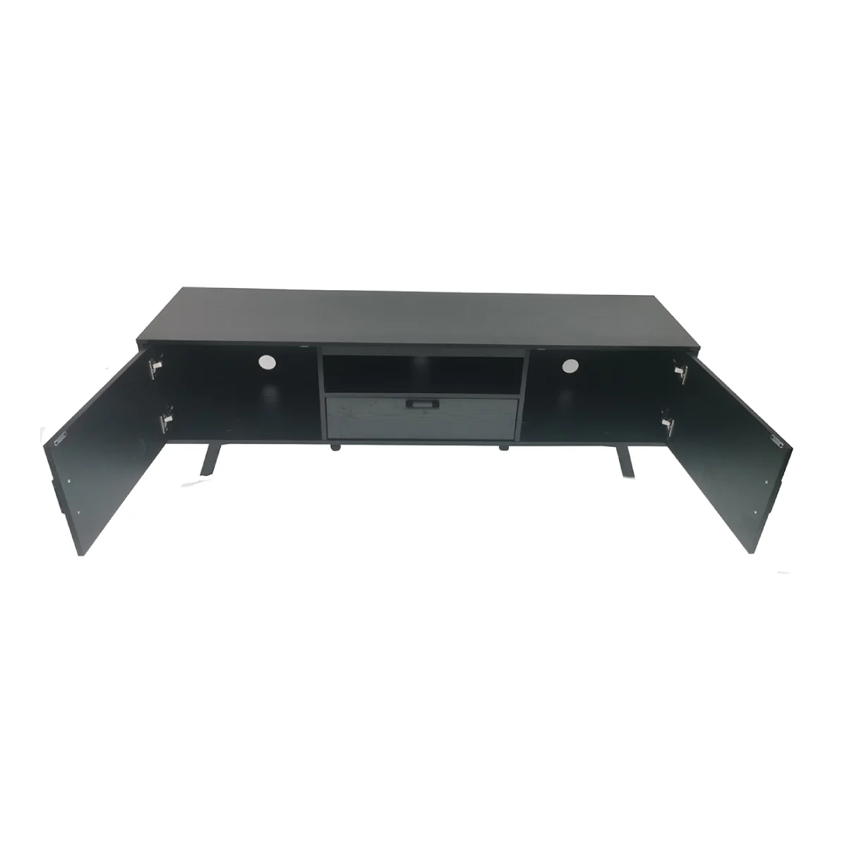 TV Console Cabinet for TVs up to 75" with 2 doors by Lumi - Black - Image 3