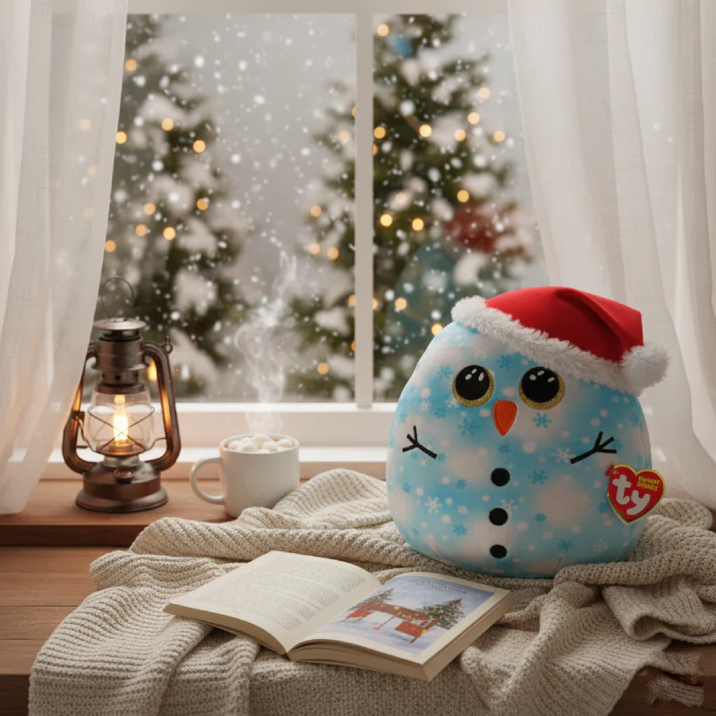 Ty Squishy Beanies 14" Christmas Fleck Snowman Plush Toy - Blue - Image 2