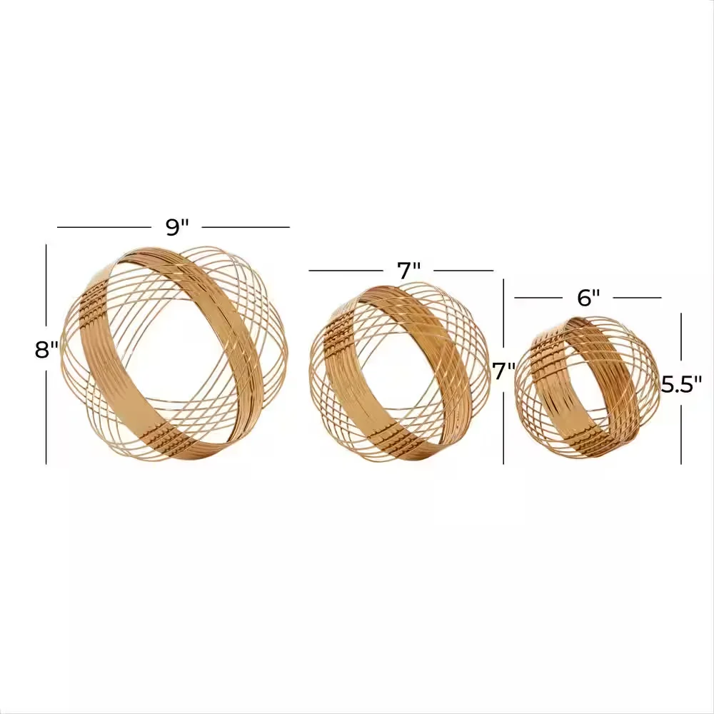 UMA Enterprises Metal Geometric Sculpture Set of 3, Gold - Image 6