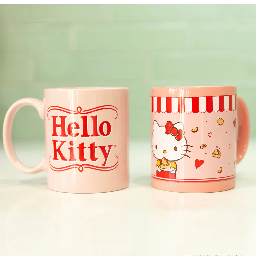 Uncanny Brands CM3KITHK1 Hello Kitty Single Cup Coffee Maker Gift Set with 2 Mugs - Peach - Image 7