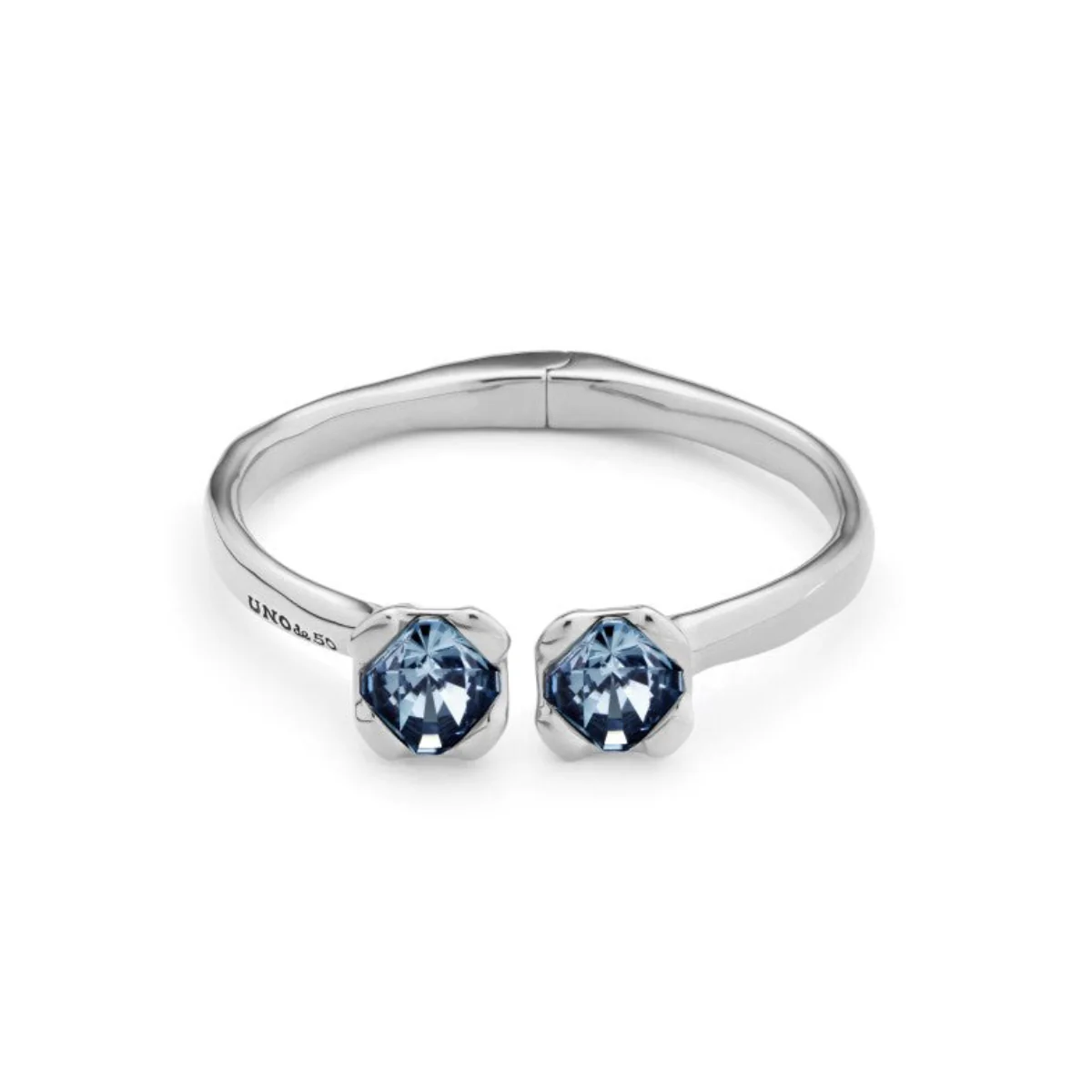 UNOde50 Charismatic Women's 7" Blue Faceted Crystal Bangle Bracelet in Sterling Silver-Plating over Metal Alloy