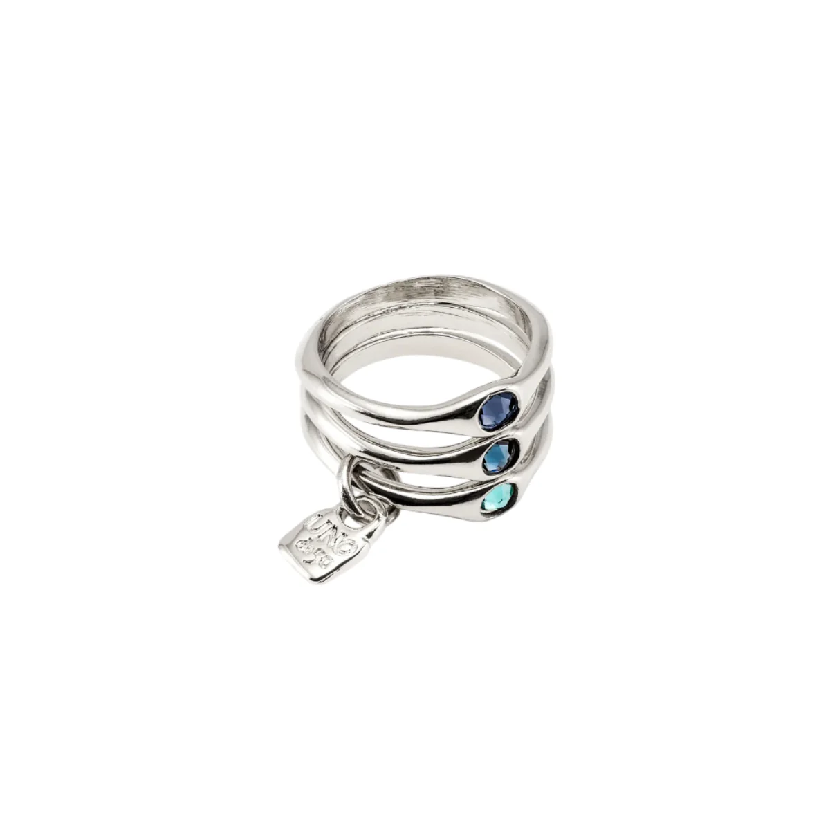 UNOde50 Happy Women's Triple Blue Crystals Ring in Sterling Silver-Plating over Metal - Image 4