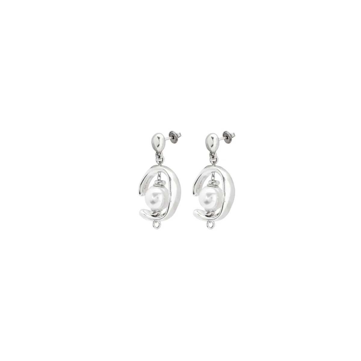 UNOde50 Inorbit Women's White Pearl Hanging Earrings in Sterling Silver-Plating over Metal - Image 2